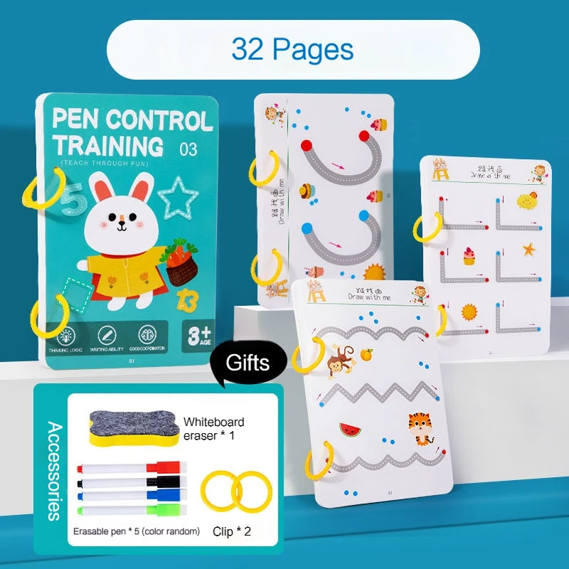 Magical Tracing Workbook Control Training Book Kids Reusable Magic Practice Copybook Children Drawing Education Books Stationery