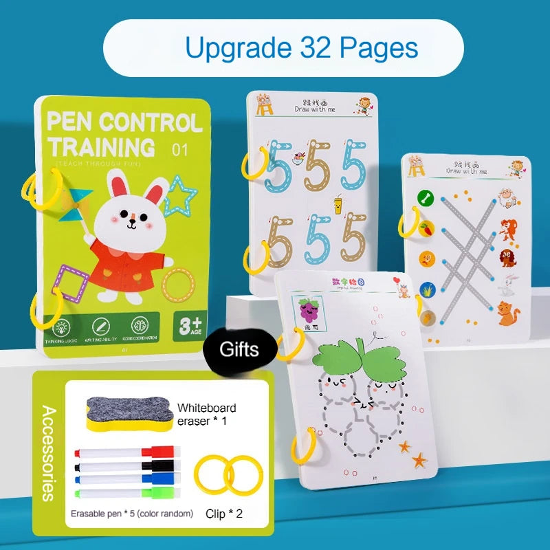 Magical Tracing Workbook Control Training Book Kids Reusable Magic Practice Copybook Children Drawing Education Books Stationery