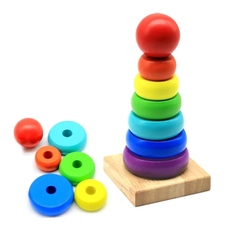 New Kids Rainbow Stacking Ring Tower Stacking Folding Cup Stapelring Blocks Wood Plastic Toddler Toy Baby Infant Toys