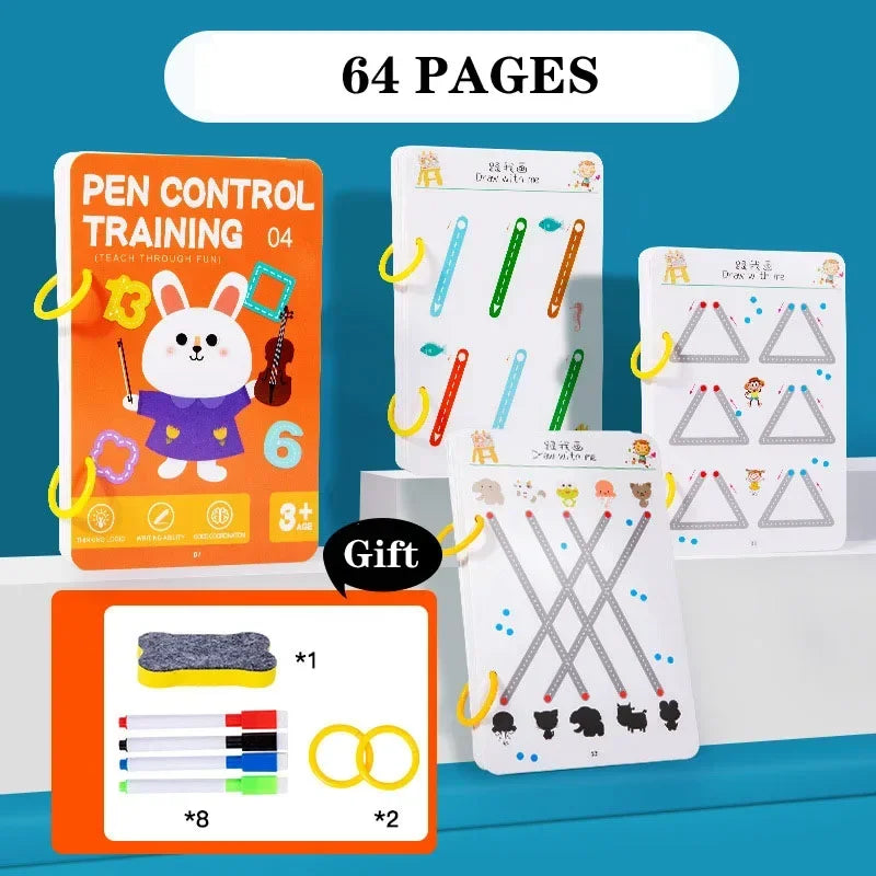 Magical Tracing Workbook Control Training Book Reusable Magic Practice Copybook Children Montessori Drawing Education Stationery