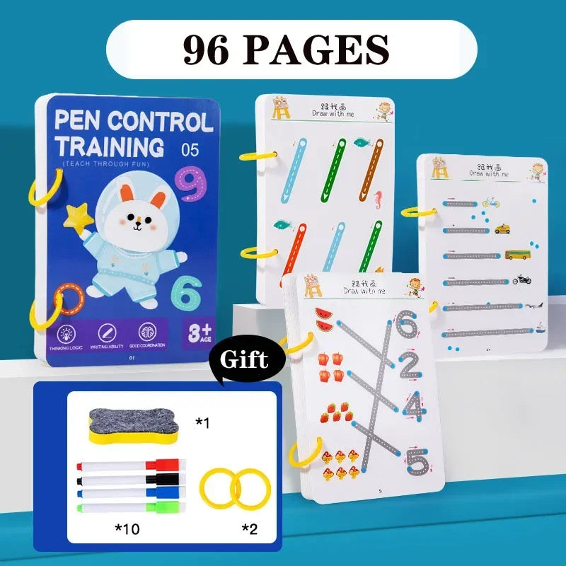 Magical Tracing Workbook Control Training Book Reusable Magic Practice Copybook Children Montessori Drawing Education Stationery