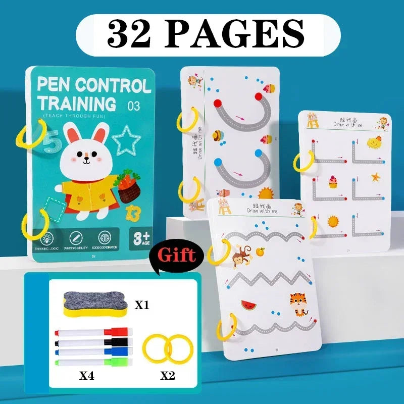 Magical Tracing Workbook Control Training Book Reusable Magic Practice Copybook Children Montessori Drawing Education Stationery