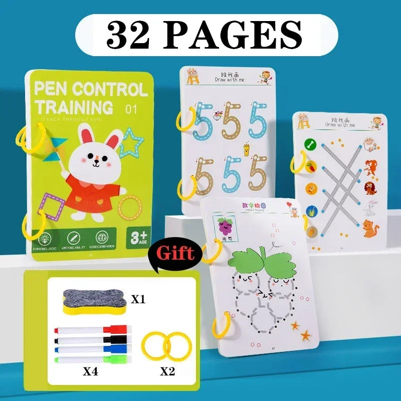 Magical Tracing Workbook Control Training Book Reusable Magic Practice Copybook Children Montessori Drawing Education Stationery